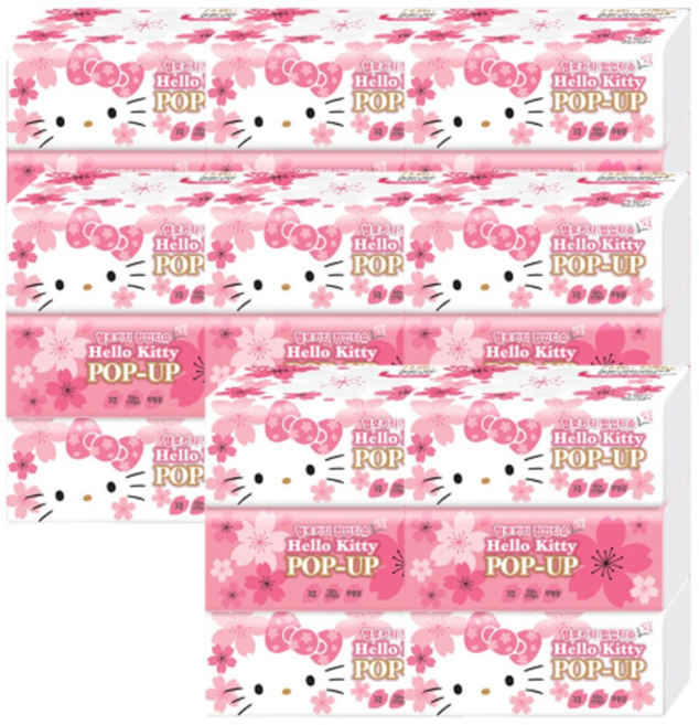 헬로키티 팝업티슈 벚꽃에디션 3겹, 110매, 24개