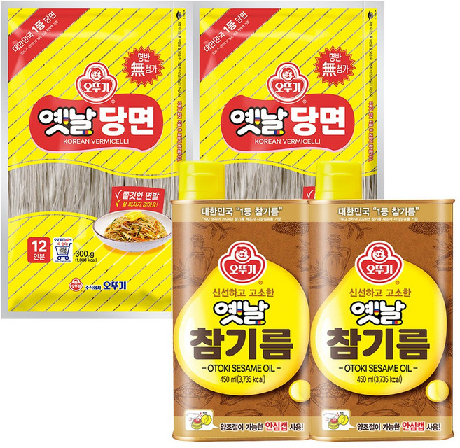 오뚜기 옛날당면 300g 2개+옛날참기름 캔 450ml 2개, 1세트, 1.5kg