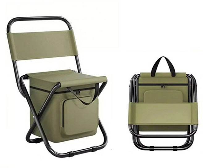 초경량 접이식 캠핑의자 낚시의자 10L 보온 보냉 수납함 세트, 1개, 그린