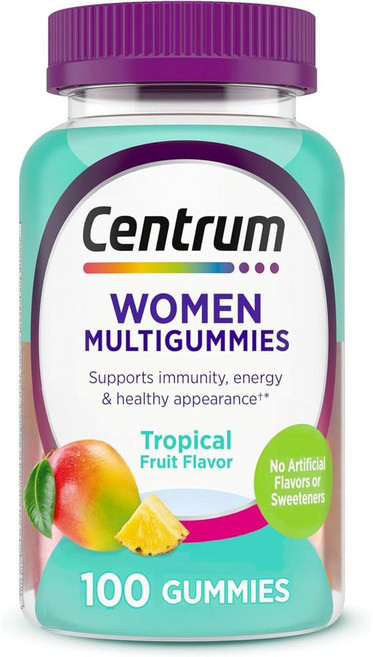 호주 센트륨 Centrum Women's Multivitamin Gummies 우먼 멀티비타민 구미 트로피칼 후르츠맛 츄어블, 6개, 100정