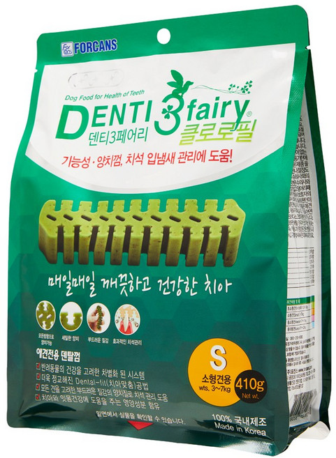 [45종선택 사은품] 포켄스 덴티페어리 클로로필 410g SS S M 강아지 대용량 덴탈껌, 덴티페어리 클로로필 S 410g, 증정.20, 1개