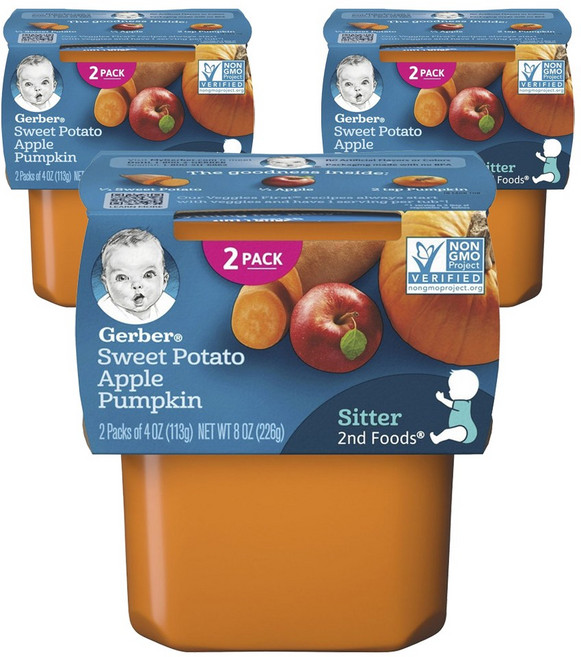 거버 어린이 과일퓨레 113g, 고구마 + 사과 + 호박, 6개