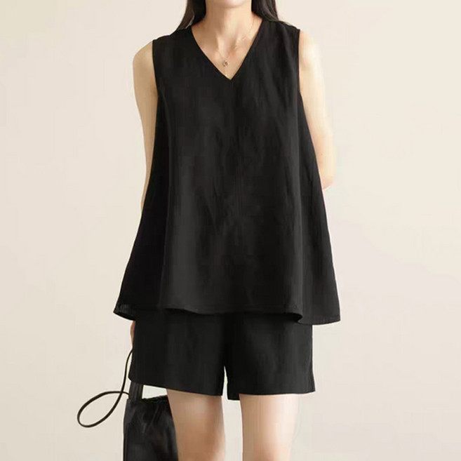 드마엘 여성 루엔 린넨 나시 투피스 상하세트 (3color)+델로나