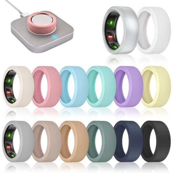 14개입 반지 커버 Oura Ring Gen 4Gen 3 HorizonGen Heritage 호환 초슬림 긁힘 방지 실리콘 케이스 여성 남성용 충전 지원 포함, 14 Pack - 01, S (6/7/8/9/10), 14 Pack - 01