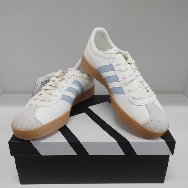 아디다스 남여 공용 운동화 스니커즈 단화 네오 VL 코트 2.0 화이트 블루 데일리 가벼운 발편한 패션운동화 Neo VL Court + 운동화 끈