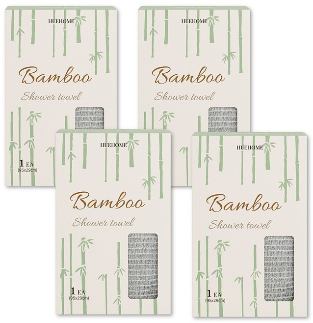 휴홈 저자극 부드러운 뱀부 샤워타올, 4개, 1개입, 그린