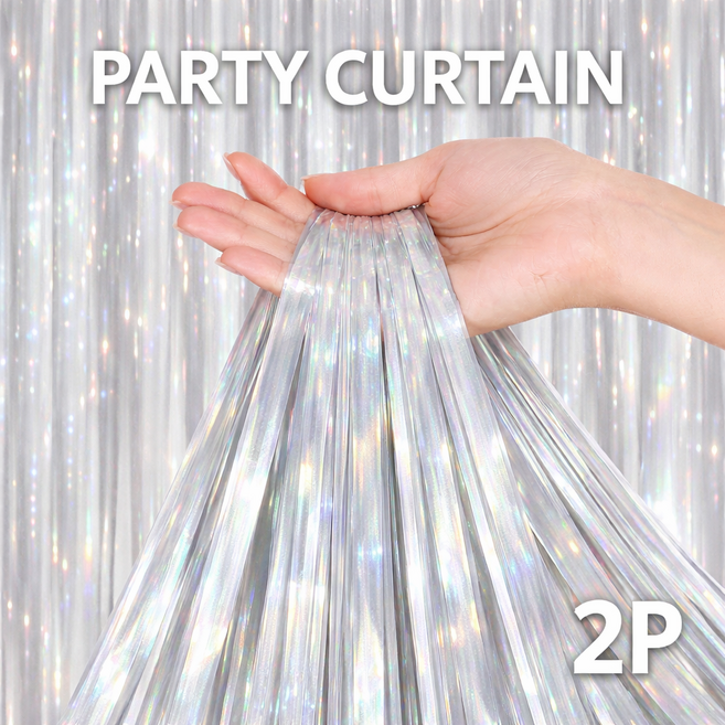 브로키 파티커튼 은박 수술 데코 생일 장식 소품, 2개, 01_실버