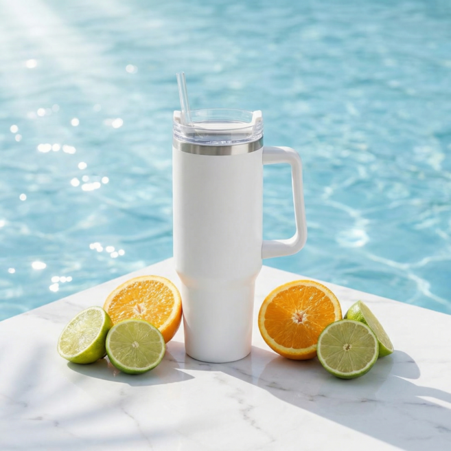 제트리 하루수분충전 텀블러 대용량 1.2리터 보온 보냉, 1개, 1.2L, 크림 화이트