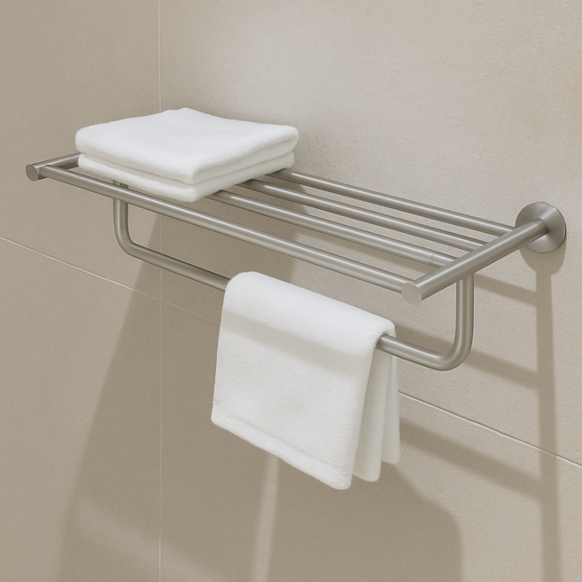 하봄 무광 SUS304 이단 수건선반 화장실 욕실 수건걸이, 이단수건선반(무광), 1개