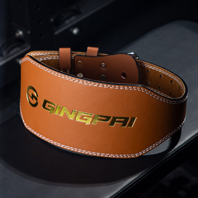 GINGPAI 깅파이 운동 허리보호대 가죽 헬스벨트 남녀공용 스쿼트 데드리프트 트레이닝 벨트 NLYD, 브라운, 1개
