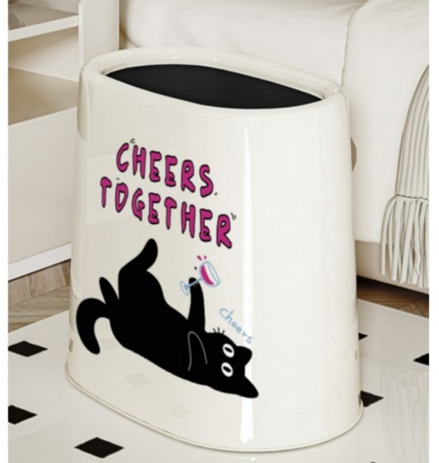 모아룸 캐릭터 슬림 틈새 휴지통, 건배 고양이