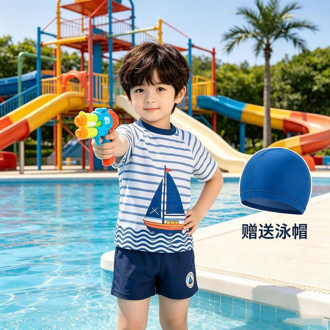兒童泳衣 男童分體兩件套 速幹防曬泳裝