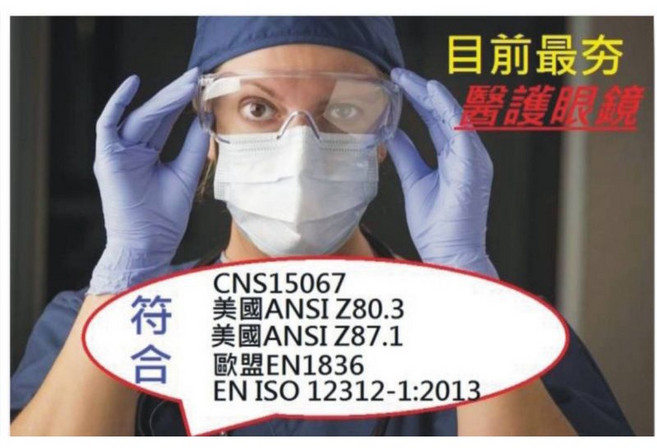 安全護目眼鏡 防飛沫護目鏡, 1個