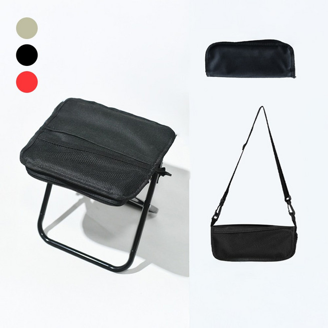 모두일상 캠핑 접이식 미니 의자 휴대용 로우 체어 낚시 등산 피크닉 수납가방 포함, 블랙 크로스