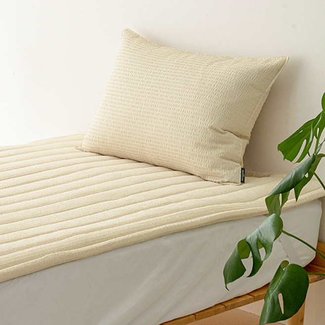 마이하우스 시어서커 쿨링 냉감 누빔 여름 침대 패드 SS/Q, 썸머오션 샌드비치