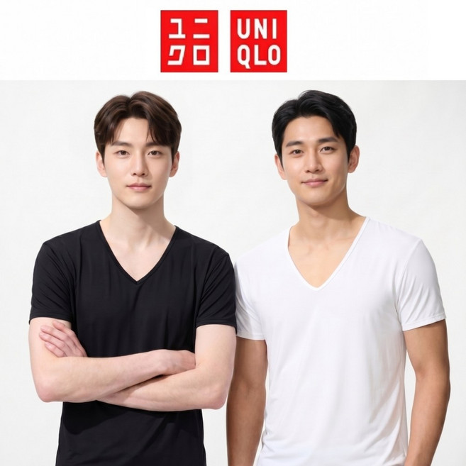 유니클로 에어리즘 V넥 남성 반팔 (일본매장판)