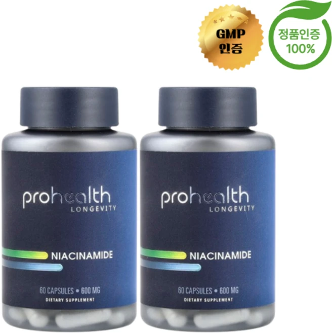 1+1 프로헬스 롱제비티 나이아신아마이드 600mg 캡슐 60정, 알약/캡슐, 2개 - 쿠팡