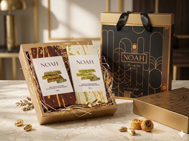 NOAH 開心果牛奶巧克力與白巧克力禮盒 160g, 100g, 1套