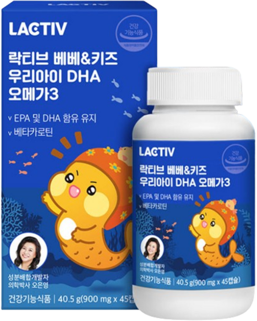 락티브 베베&키즈 우리아이 DHA 오메가3, 45정, 1개