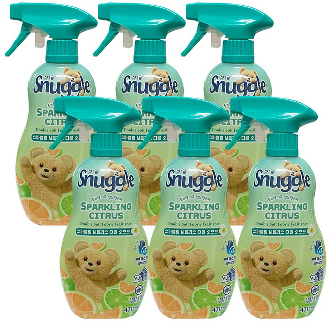 스너글 섬유탈취제 스파클링 시트러스, 470ml, 6개