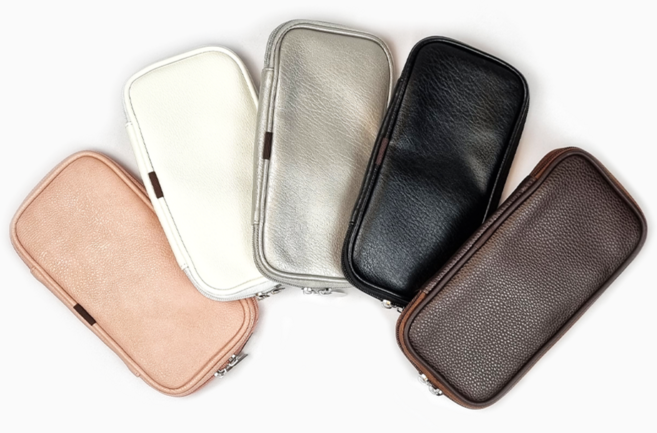 에이프라하 리지 여행용 메이크업 가죽 브러쉬 파우치 휴대용 화장품 미니 소형 코스메틱 수납 보관 파운데이션 파우더 페이스 아이 라이너 섀도우 브러시 정리 케이스, 2.리지-화이트, 1개