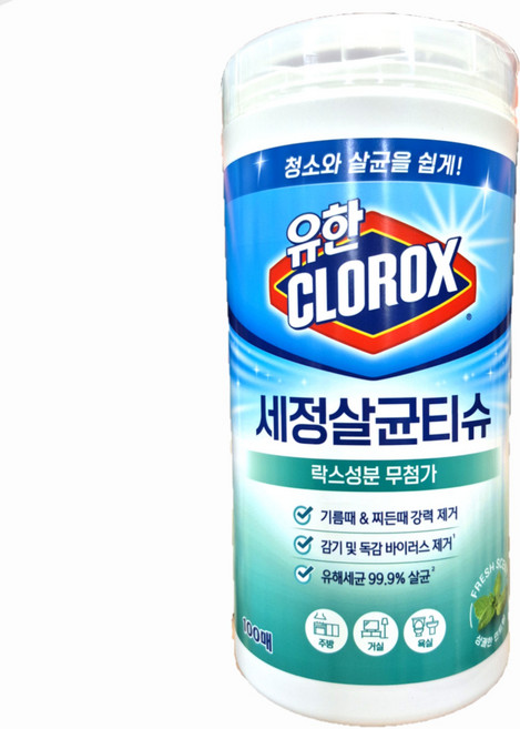 유한크로락스 세정살균티슈 후레시 센트, 1개