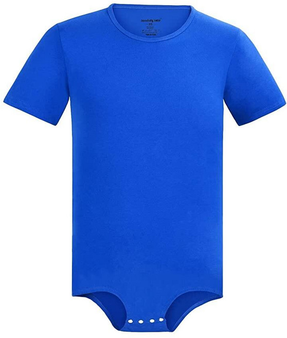 Landofgenie 남성용 반소매 바디수트 파자마 바디수트 원피스 파자마 롬퍼 베이직 우주복 회색. XXL, 블루, 3X-라지