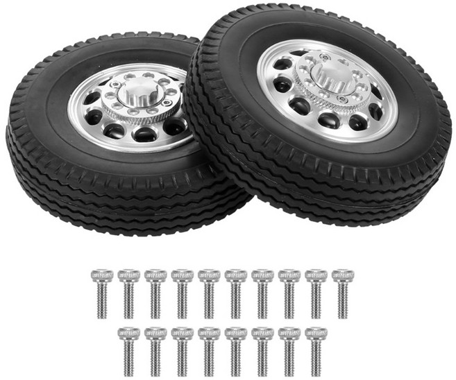 시뮬레이션 RC 휠 1/14 스케일 타미야 트랙터 트럭용 비드록 휠 타이어 림 장착, Front wheel, 1개