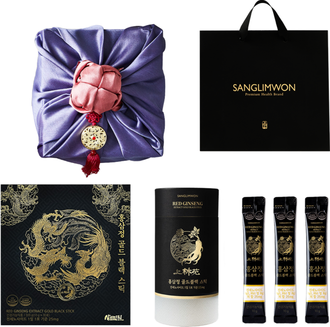 [직영몰] 상림원 골드블랙 홍삼스틱 30포 (보자기포장 선물세트), 1세트