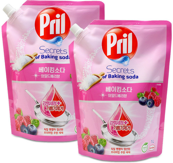 프릴 시크릿오브 베이킹소다 주방세제 와일드베리 향, 1L, 2개
