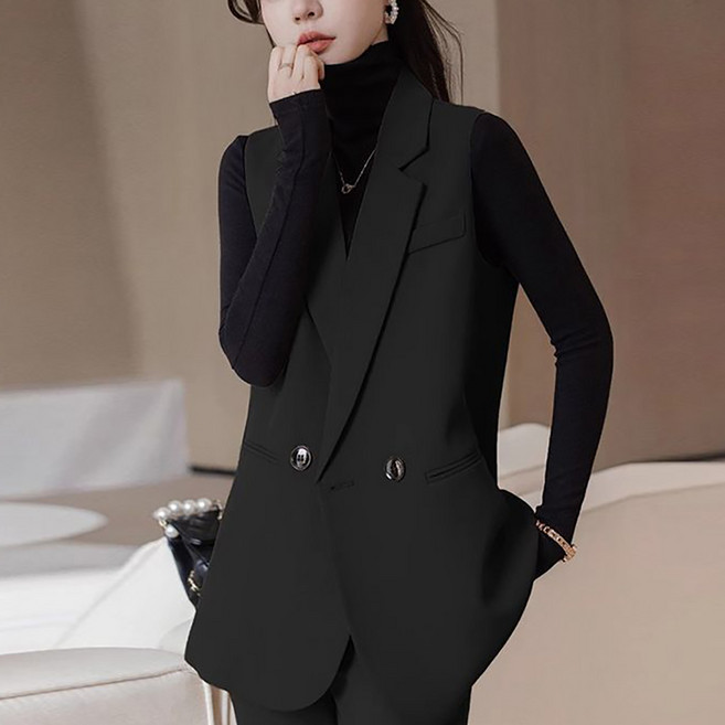 ROYALBELLE 여성 하프기장 테일러드 베스트 포멀 레이어드 정장 조끼 K0122806