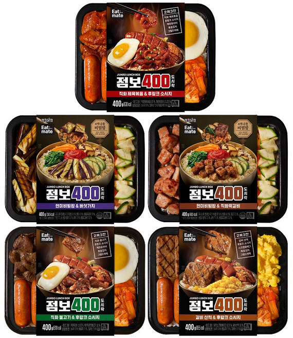 [랭킹닭컴] 잇메이트 점보 400 도시락 5종 혼합, 400g, 10개