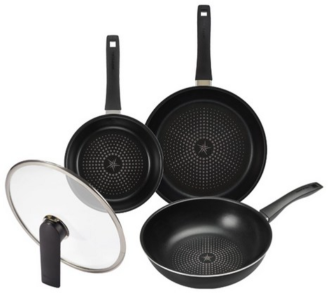 해피콜 브릴로 다이아몬드 4종 세트, 혼합색상, 프라이팬+프라이팬+궁중팬+유리뚜껑, 1세트
