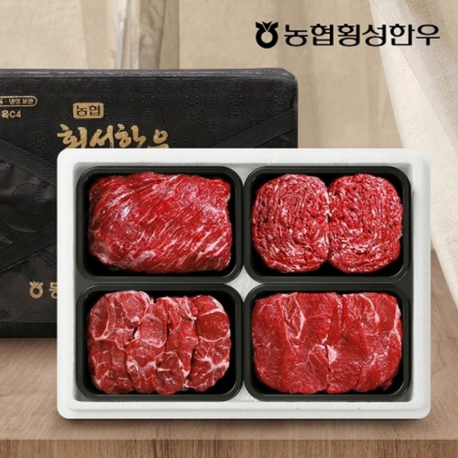 기타 [농협횡성한우] 1등급 프리미엄 횡성한우선물세트1.6kg(국거리+불고기+양지+장조림), 1박스