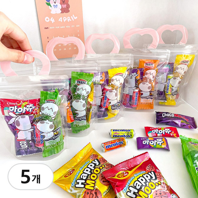 유치원 어린이집 간식 꾸러미 어린이 개별 포장 단체 선물 생일 구디백 답례품 세트, 알찬간식세트, 5개