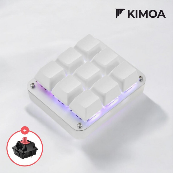 키모아 넘버 패드 넘패드 숫자 키보드 블루투스 키패드 매크로 텐키 9키, 저소음 적축, 무선, 화이트, 적축