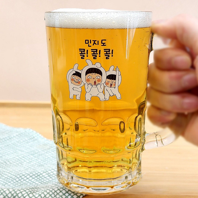 카톡 이모티콘 뽀야 심쿵 센스있는 선물 각인 레트로 머그컵 맥주잔, 1개