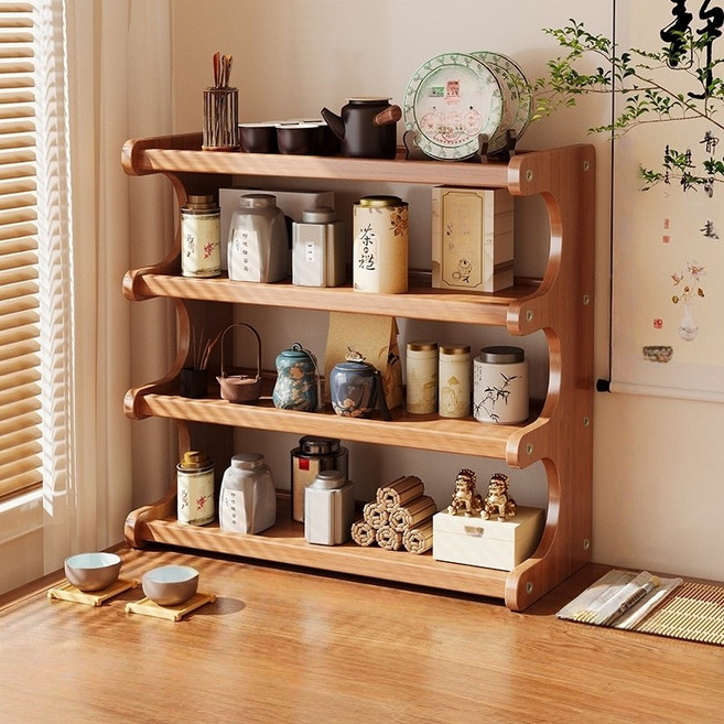 CUBBYCASE 데스크탑 수납 선반 다층 정리대 책꽂이 컵홀더 주방 및 가정용 대나무 다용도 수납함, 4단, 차색