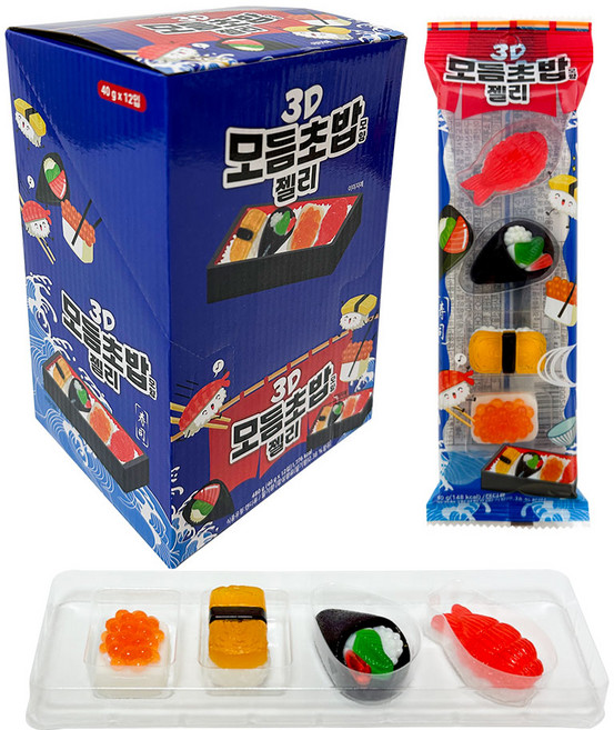 3D 모듬초밥모양 젤리, 40g, 12개