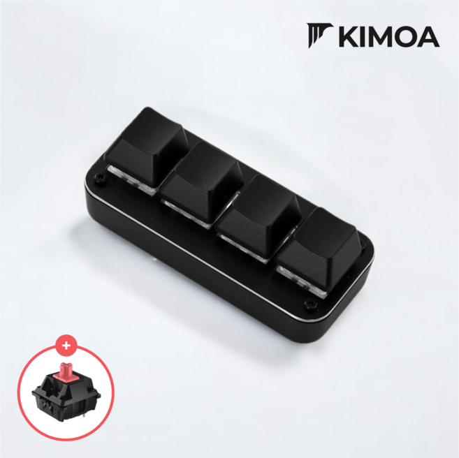 키모아 4키 키보드 이북리더기 리모컨 매크로 한손 단축키 커스텀, 블랙, 무선, 저소음 적축, 기본