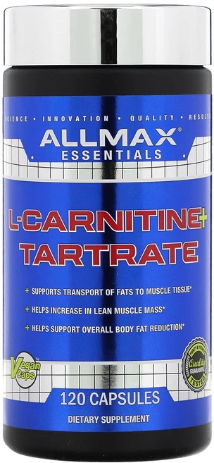 ALLMAX 필수 성분 l-카르니틴 + 타르타르산염 캡슐 120정, 1개 - 쿠팡