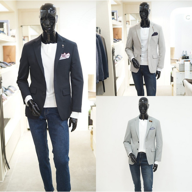 트루젠 남자 자켓 봄 여름 콤비 구김없는 양방향 스판 남성 셋업 캐주얼 마이 베이지 그레이 민트 블랙네이비 E5900 [박스포장]