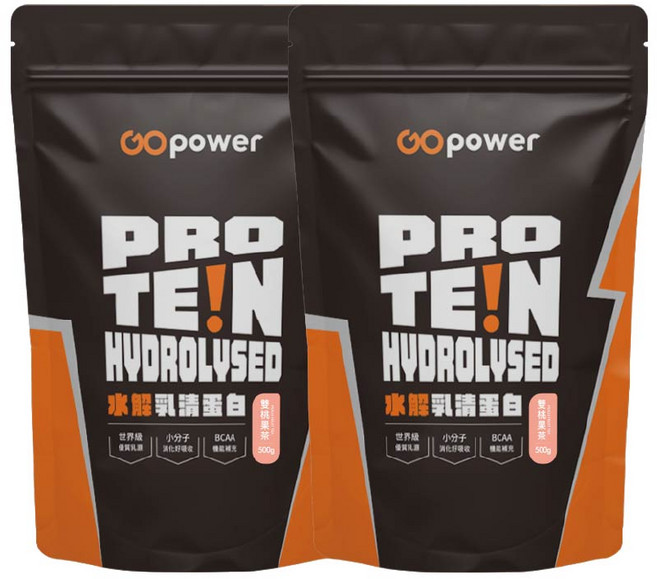 GOpower 果果能量 水解乳清蛋白 雙桃果茶, 500g, 2個