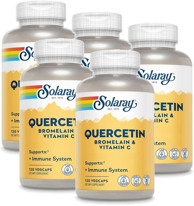 솔라레이 퀘르세틴 위드 브로멜라인 앤 비타민C SOLARAY Quercetin, 120정, 5개