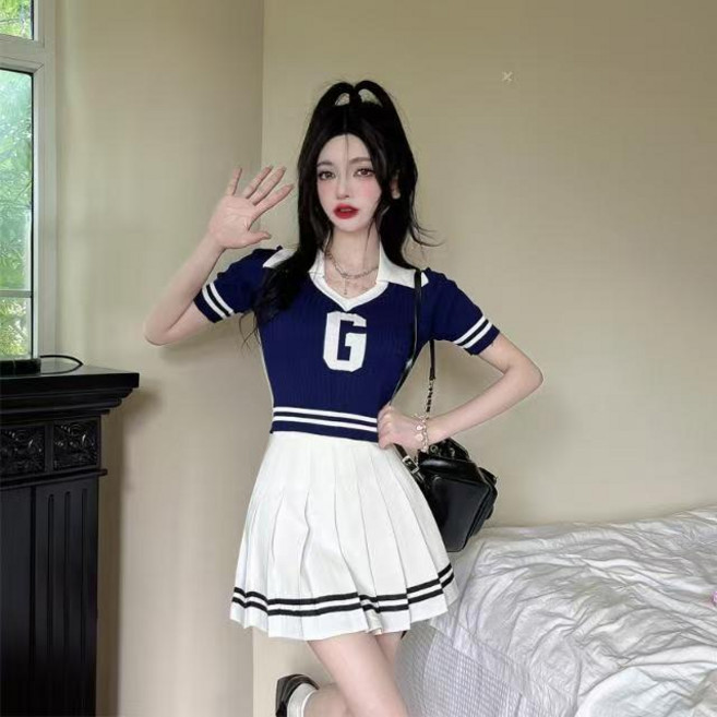 urkoteer 교복 스쿨룩 플리츠urkoteer 스커트 원피트 걸그룹 아이돌 치어리더 응원단 복urkoteer