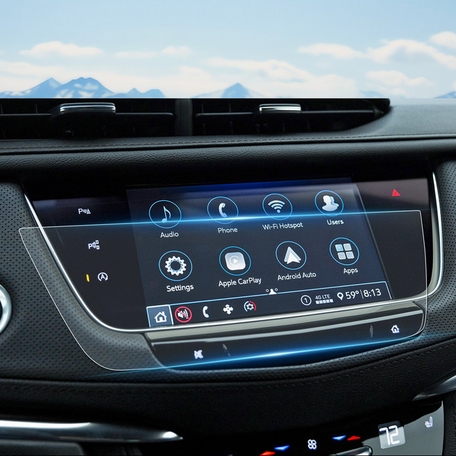 RUIYA 캐딜락 XT5 2017-2023 XT6 2020-2024 네비게이션 강화유리 지문방지 액정보호필름, 8인치