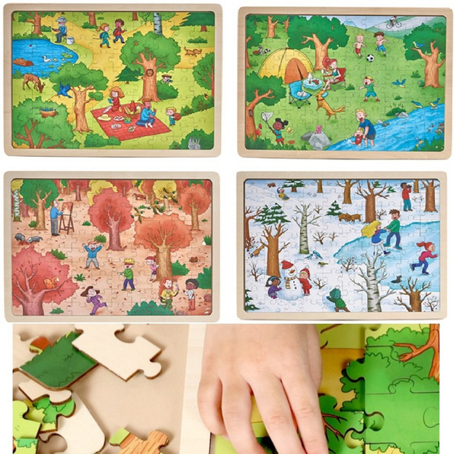 어르신 기억력 인지발달 100피스 사계절 퍼즐 집중력 복지관 자존감UP, 봄, 1개