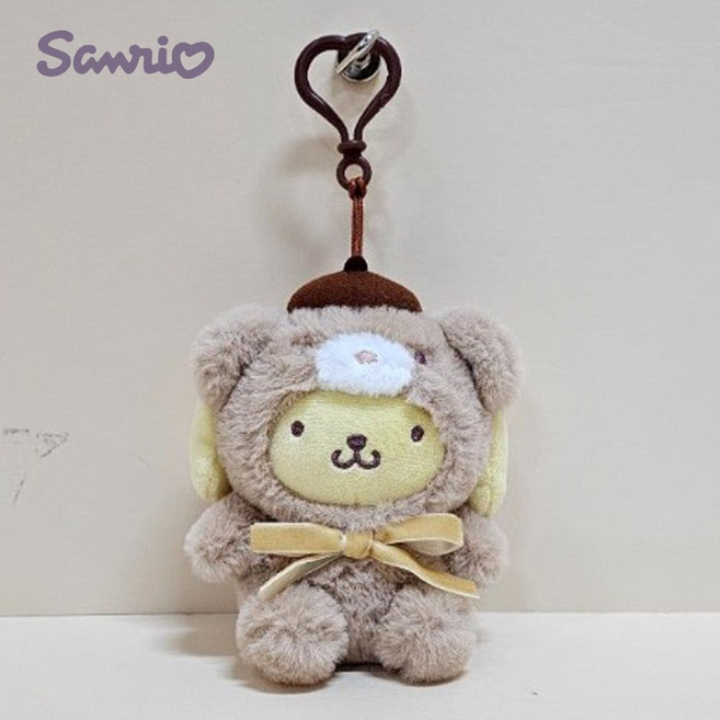 산리오 폼폼푸린 라떼베어 인형 키링 가방고리 13cm 애착 캐릭터