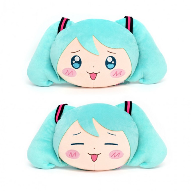 (정품) 위드썸띵 하츠네미쿠 얼굴쿠션 린 미쿠 렌 하츠네미쿠굿즈, 미쿠B