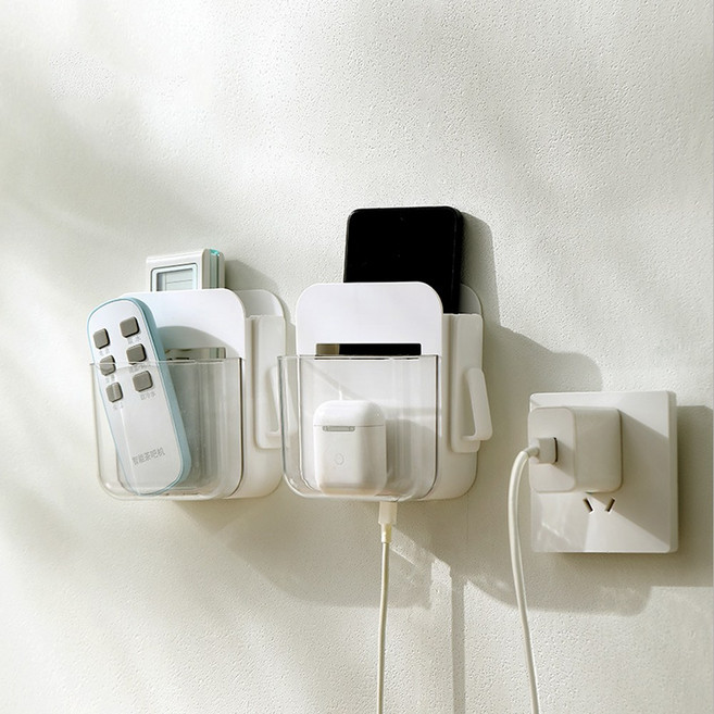 이지유 무타공 벽걸이 리모컨 정리함 부착식 다용도 수납 정리 보관함 책상 침대 전선, 소형, 1개